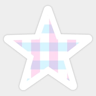 Pastel Blue and Pink Buffalo Plaid Star Sticker